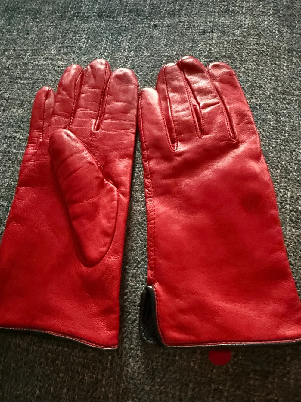 EUC Preston & York Red Leather Gloves with Black Cuffs XL